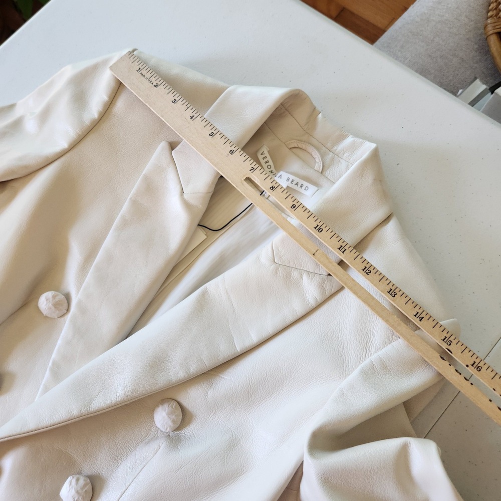 Veronica Beard Genuine Leather Dickie Jacket 4 Bone Chic Neutral Quiet Luxury - Picture 10 of 16